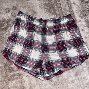 Aerie Plaid Flannel Sleep Shorts Pajamas